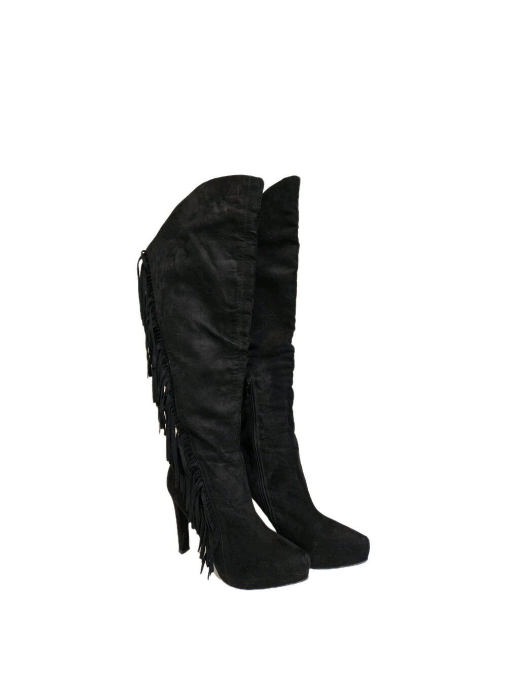 Qupid Women's Faux Suede Over The Knee Boots Women's Sz 9 Rida-09x Fringe Zipper